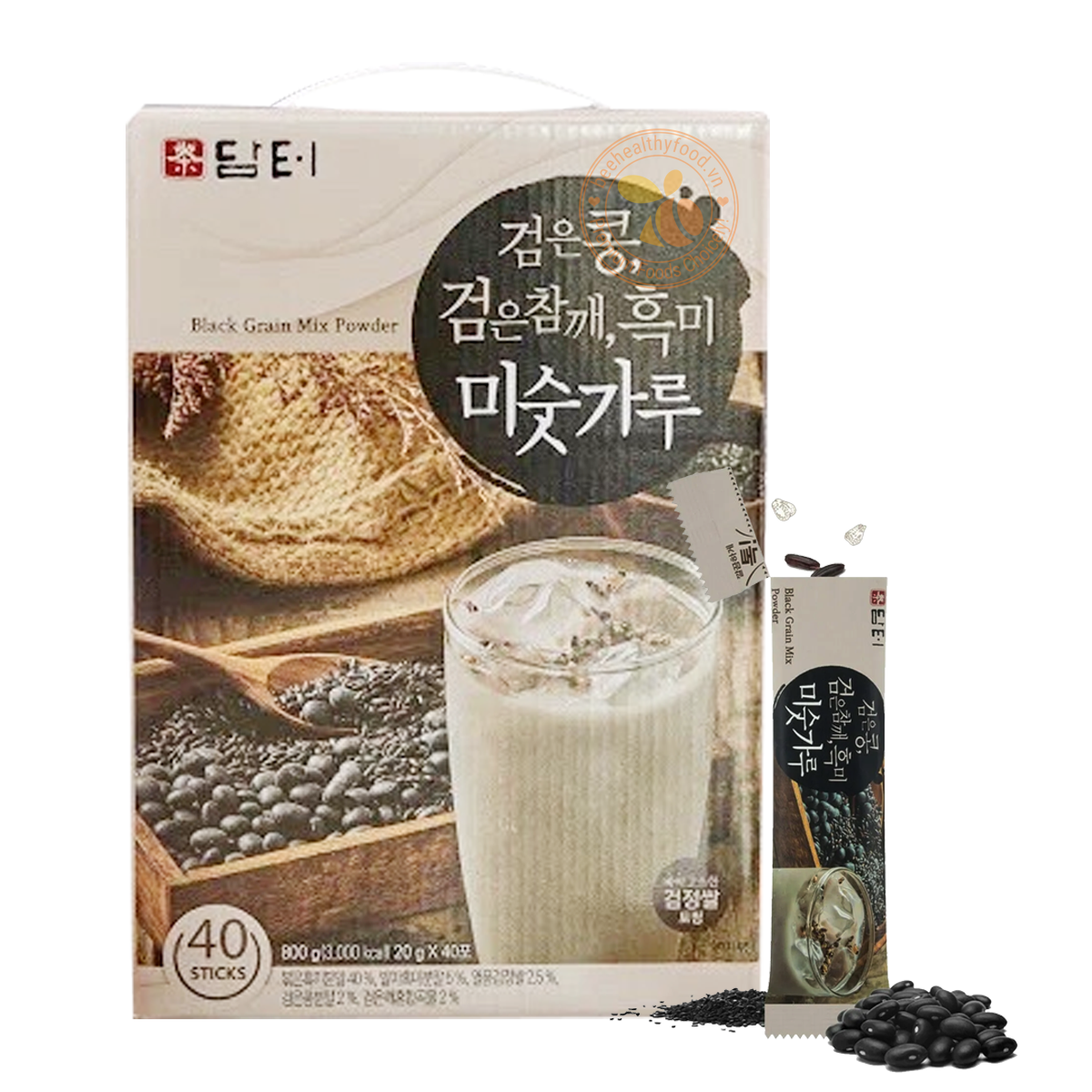 Ngũ Cốc Mè Đen Gạo Lứt Đậu Đen Damtuh Hộp 40 gói 800G